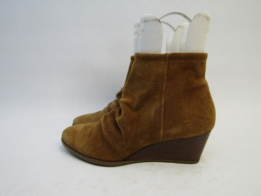 Franco Sarto Womens Size 7 M Brown Suede Zip Slouch Wedge Ankle Fashion Boots